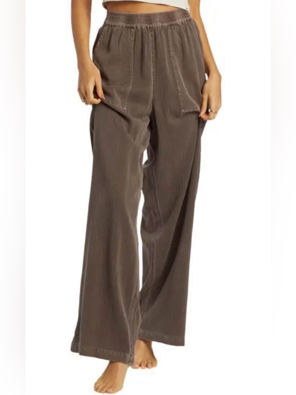 Billabong Wide Leg Pull on Pants in Brown